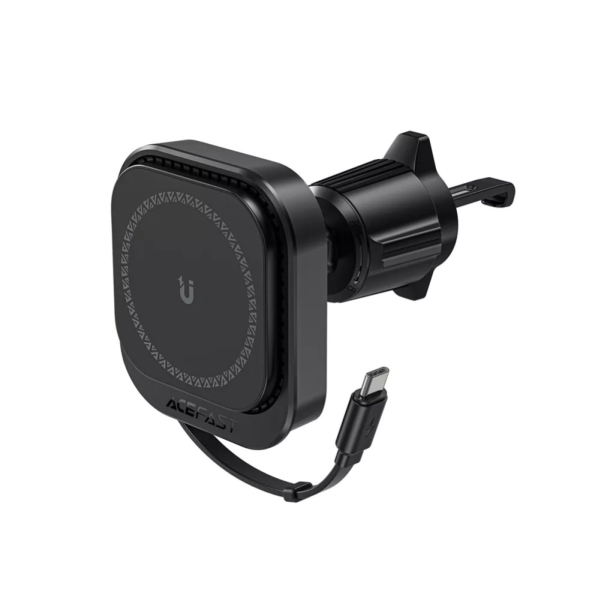 Suport pentru Masina cu Incarcare Wireless, Cablu Retractabil, Type-C, 85cm - Acefast (D32) - Black