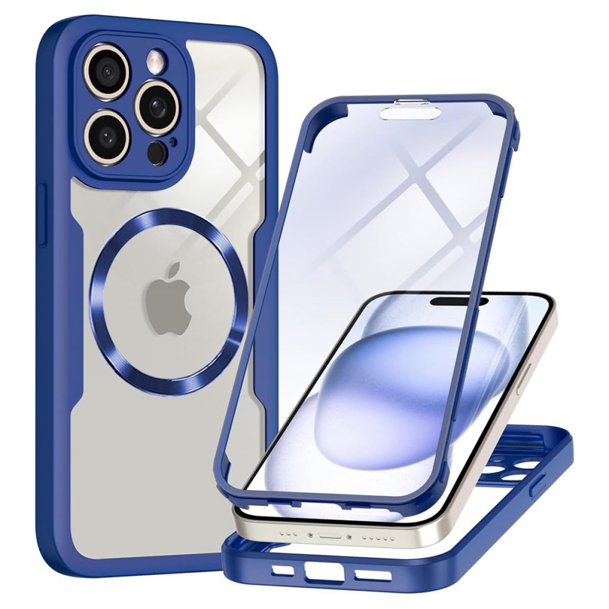 Husa pentru iPhone 14 Pro Max + Folie - Techsuit ColorVerse 360 MagSafe Series - Blue