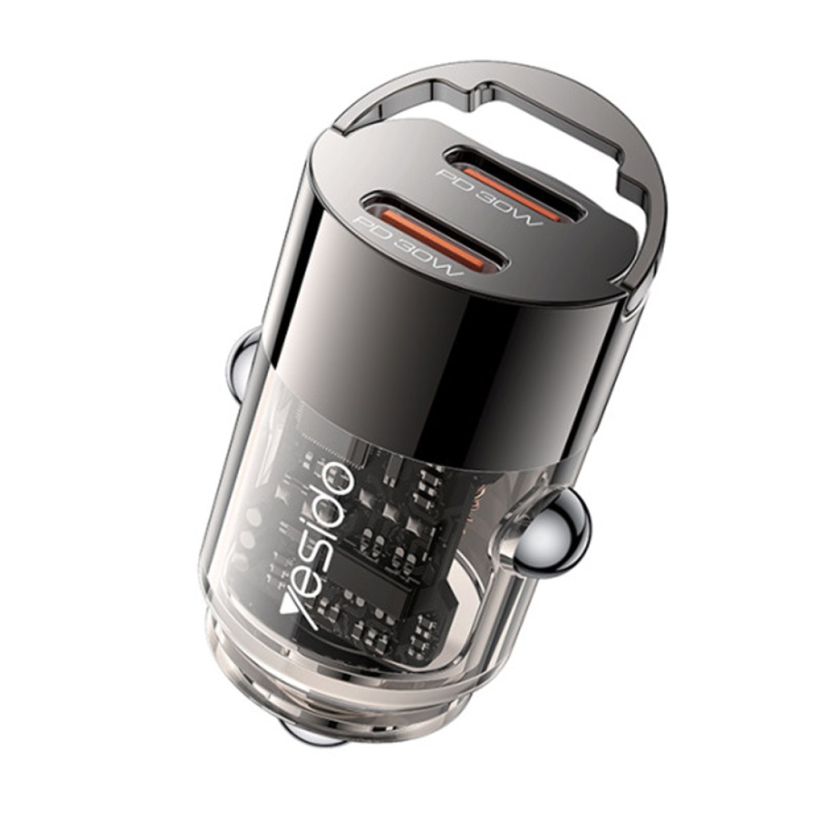 Incarcator pentru Masina cu Design Transparent, 2x Type-C, PD30W - Yesido (Y69) - Black