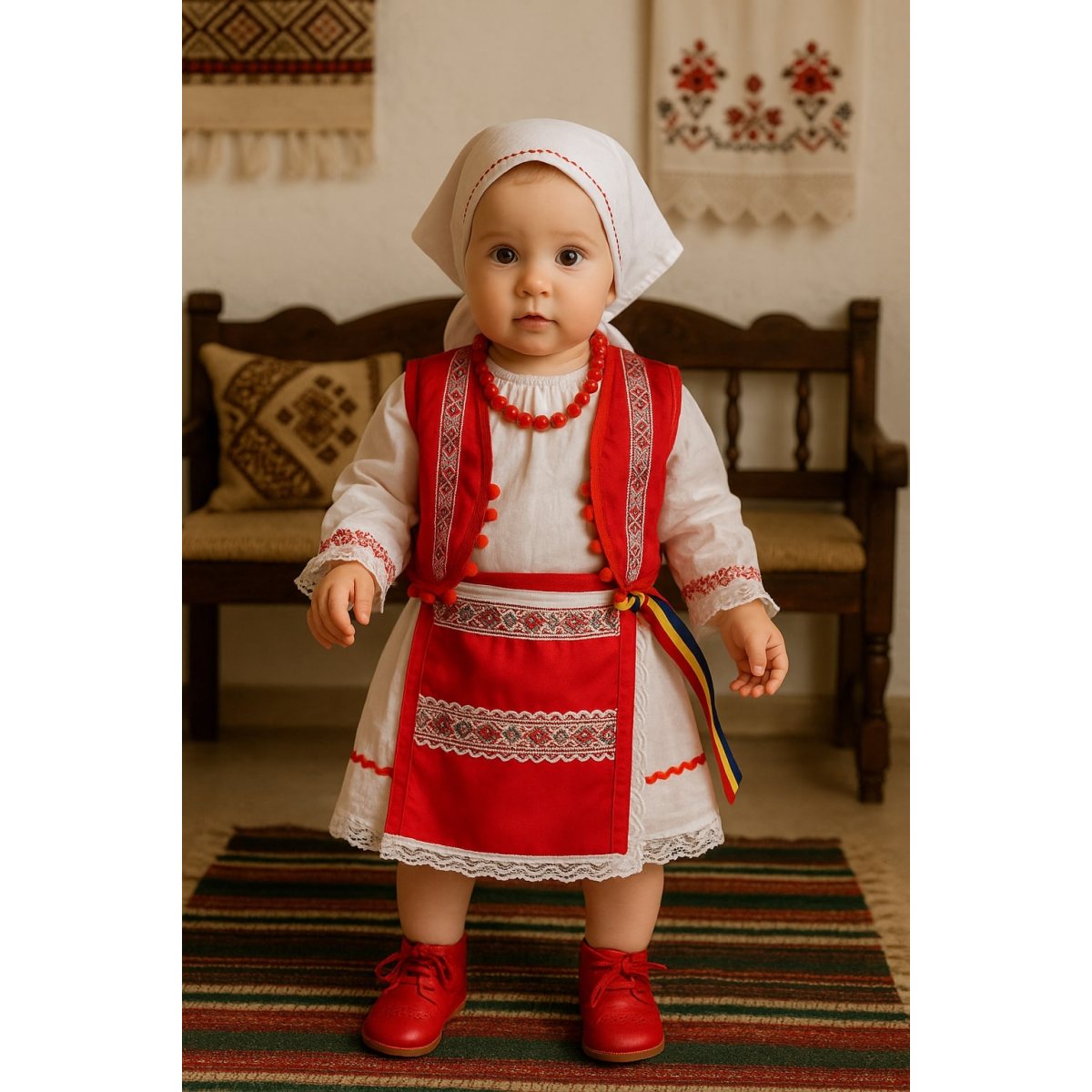 Costum popular românesc pentru botez fetite Costum popular românesc pentru botez fetite (80)