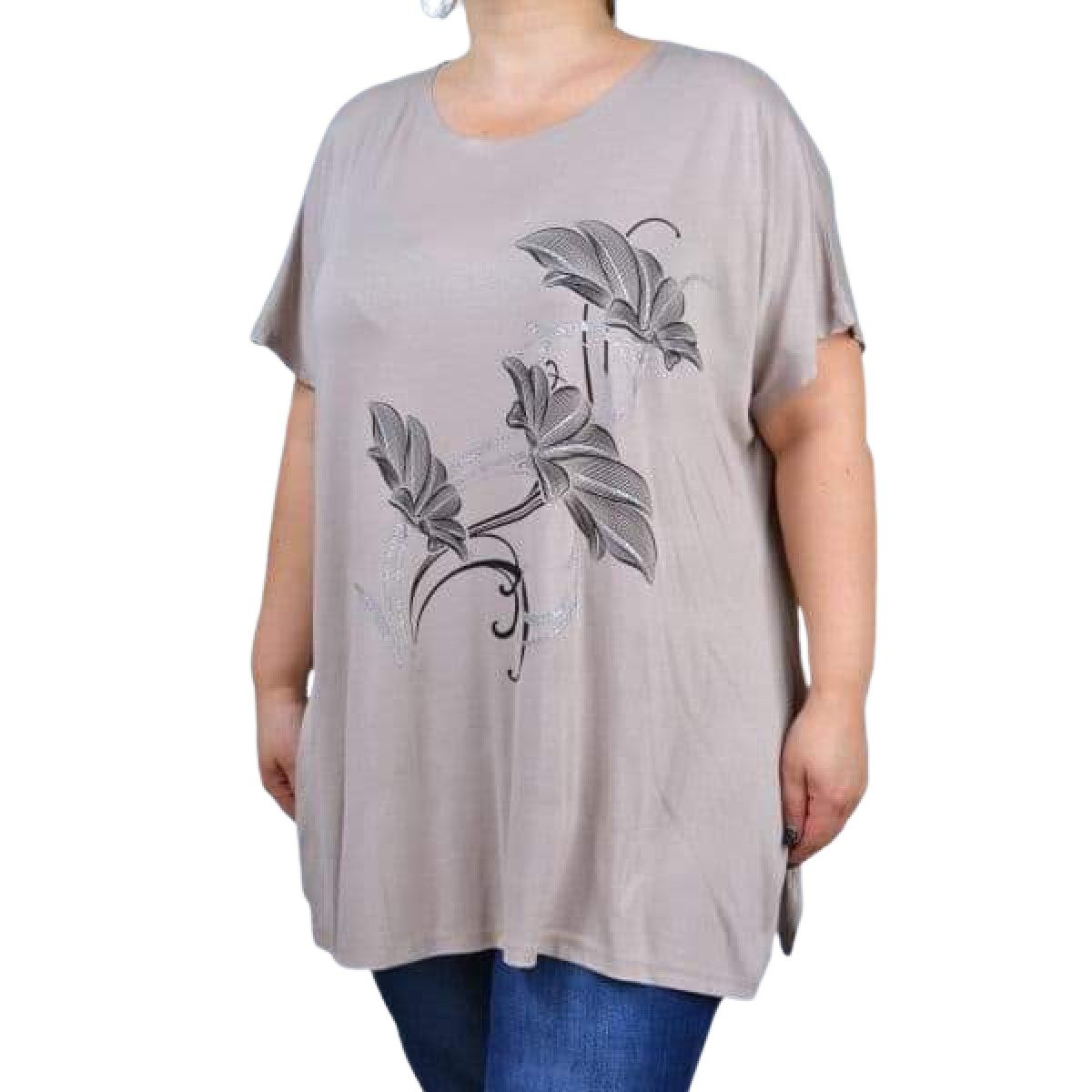 Bluza dama marime mare 1+1 Cadou Bej -Roz