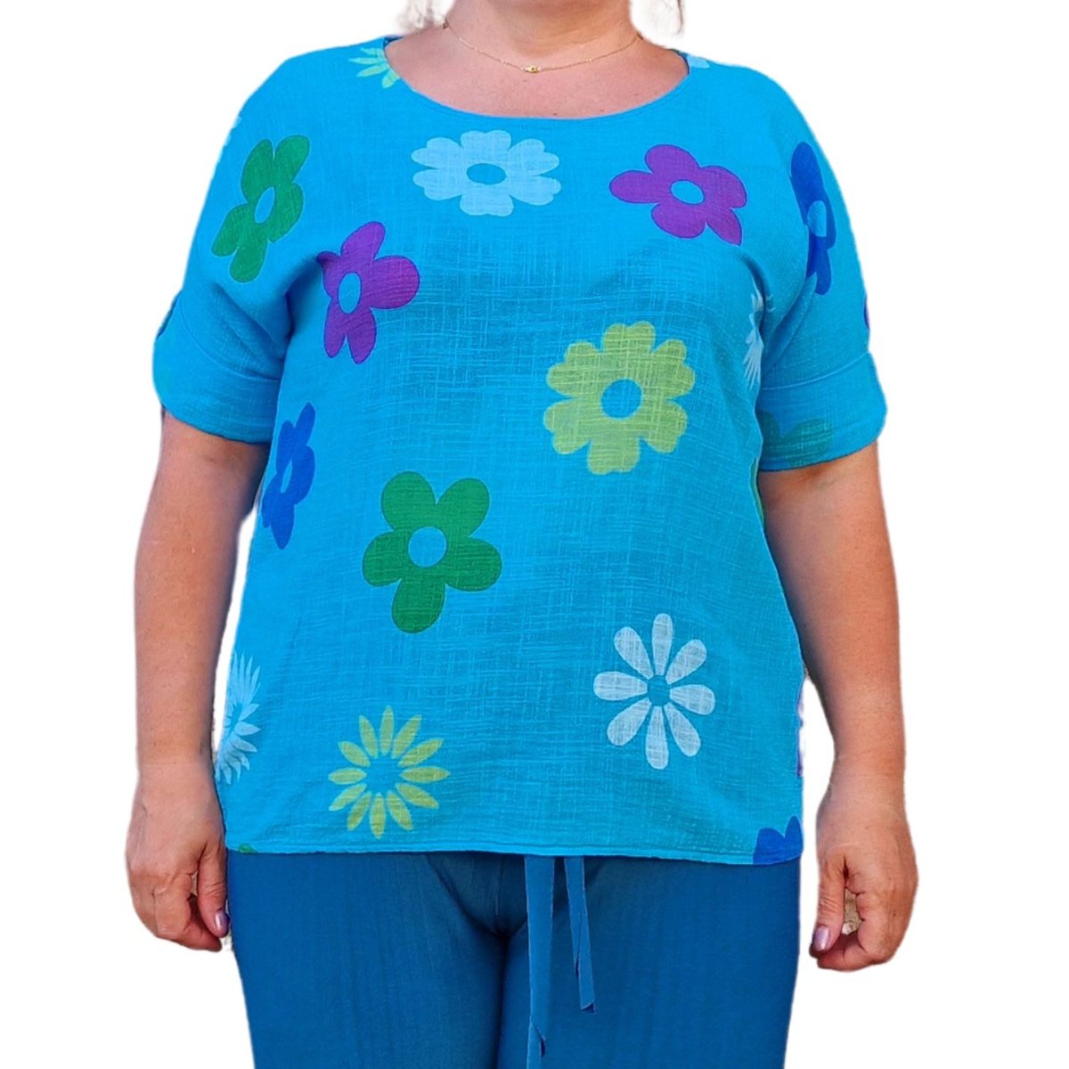 Bluza racoroasa oversize in albastra Margarete