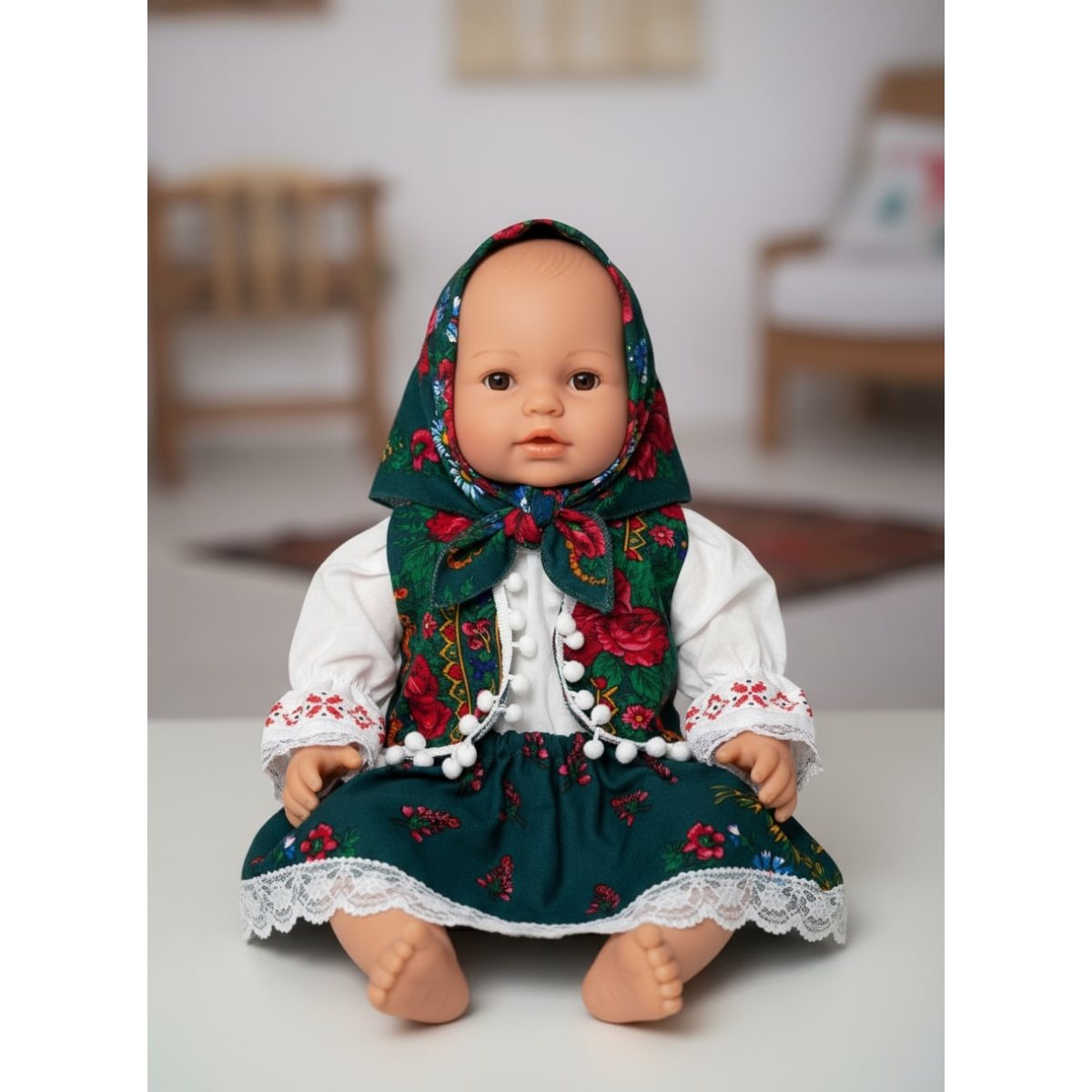 Costum  nou nascuti național românesc verde Costum  nou nascuti național românesc verde (80)