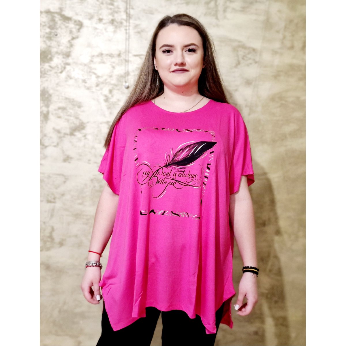 Bluza dama marime mare 1+1 Cadou fucsia