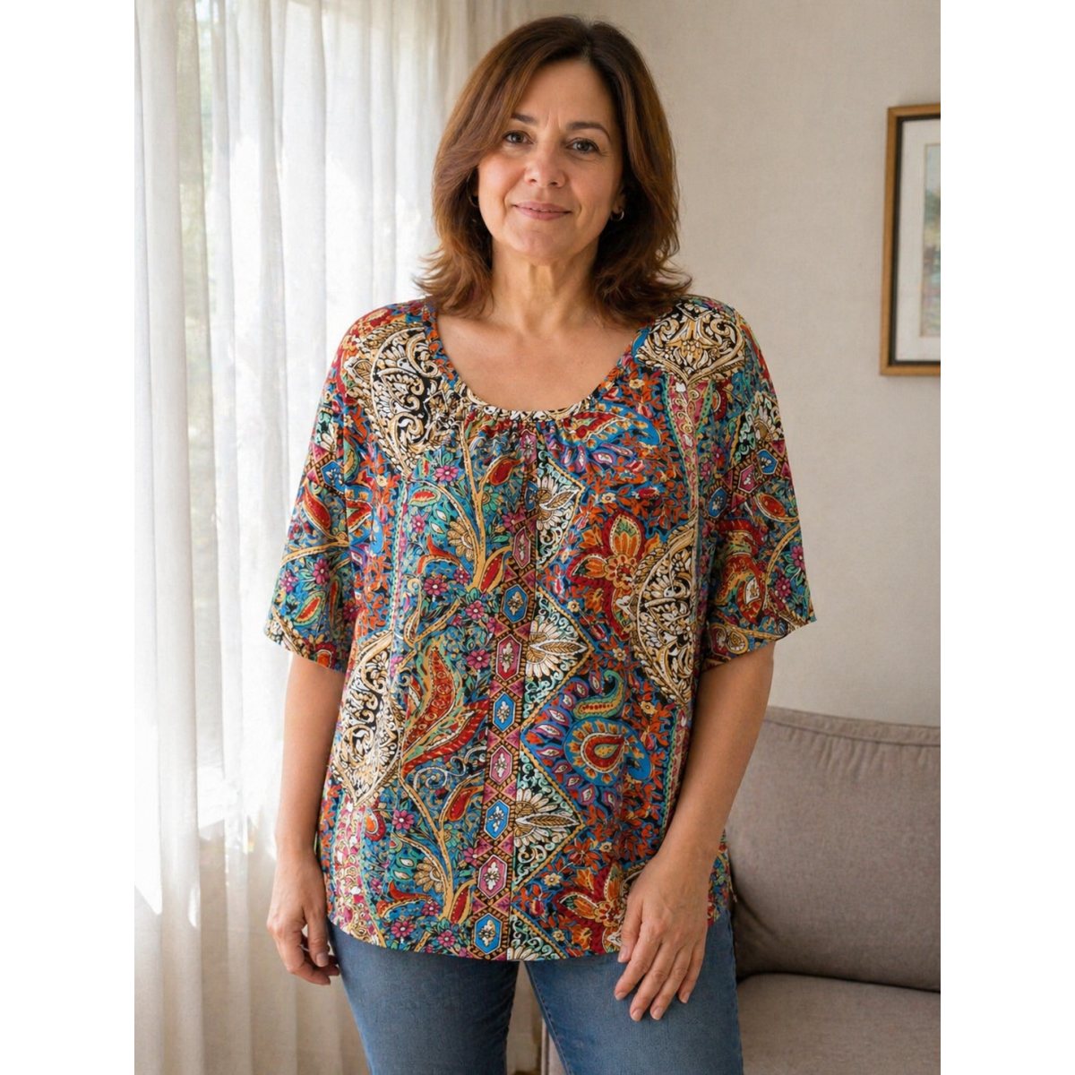 Bluza dama 1+ 1cadou imprimeu abstract multicolor