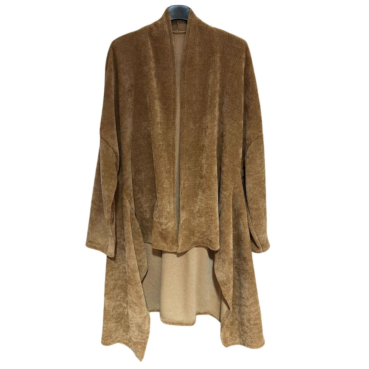 Cardigan oversize catifea raiata groasa kaki
