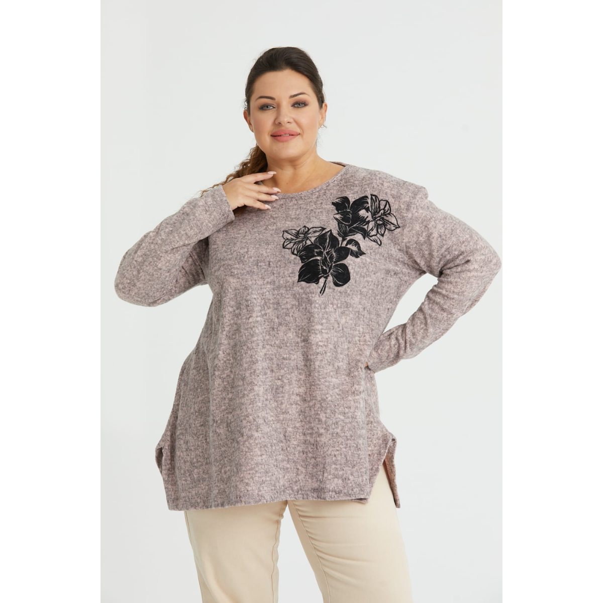 Bluza maneca lunga 1+1 Cadou Roz  pudra