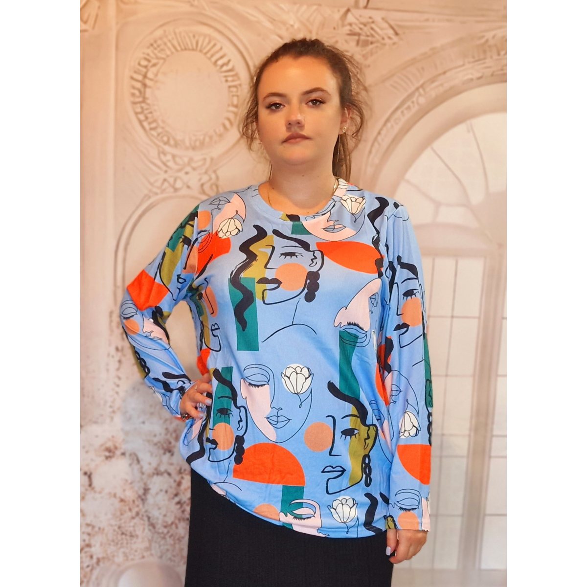 Bluza dama colorata  1+1 Cadou chip femeie albastra
