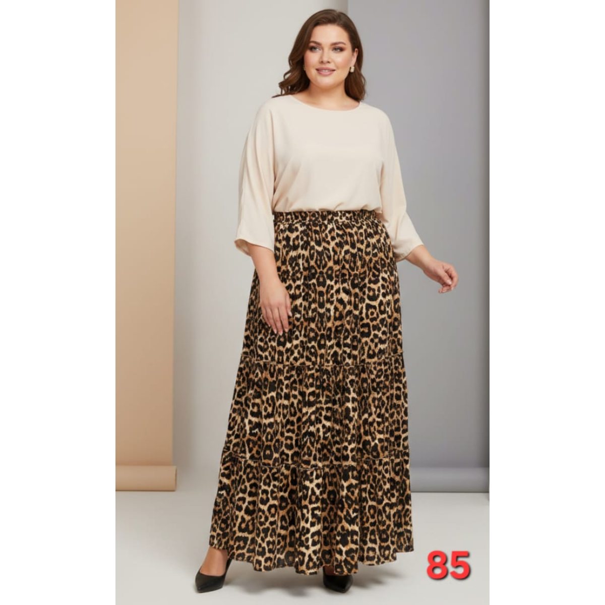 Fusta bumbac animal print leopard inchis
