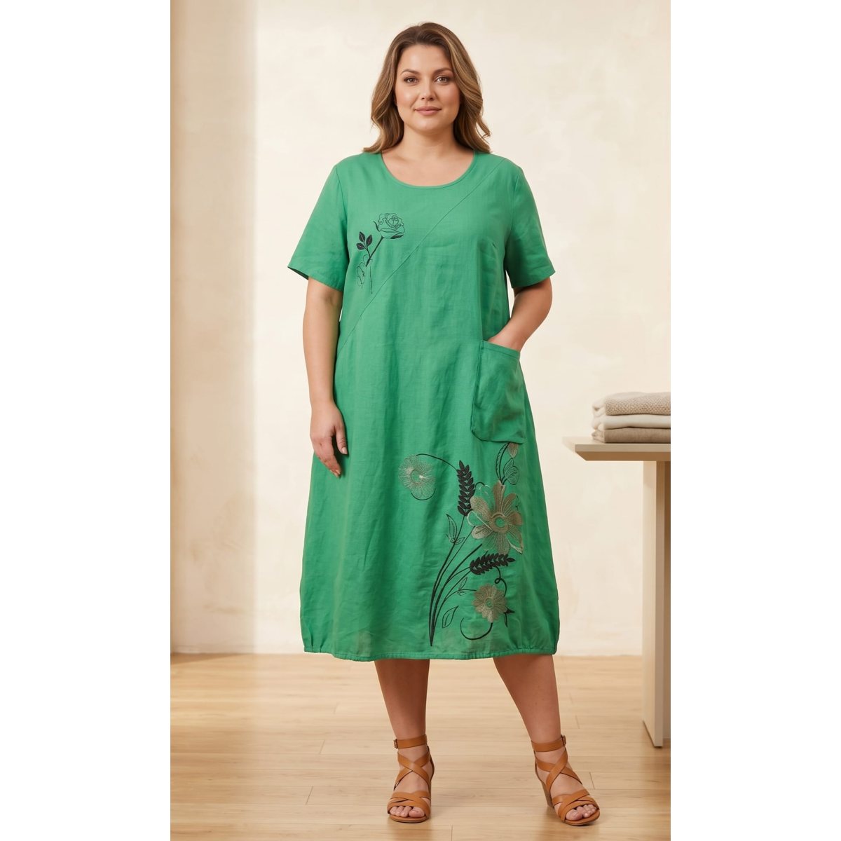 Rochita dama lejera Myrabela verde inchis