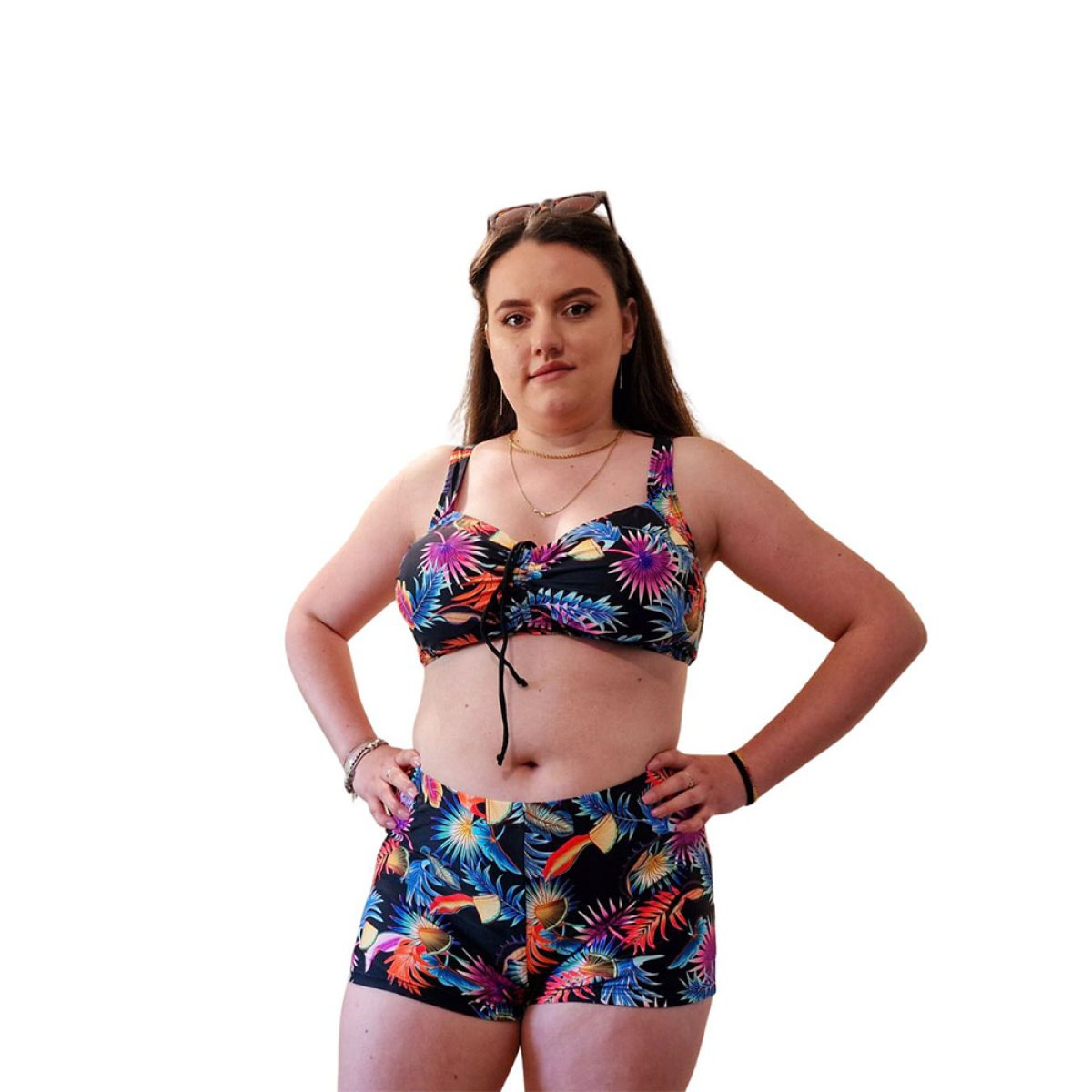 Costum de baie cu pantaloni scurti cu frunze de palmier Costum de baie cu pantaloni scurti cu frunze de palmier (L)