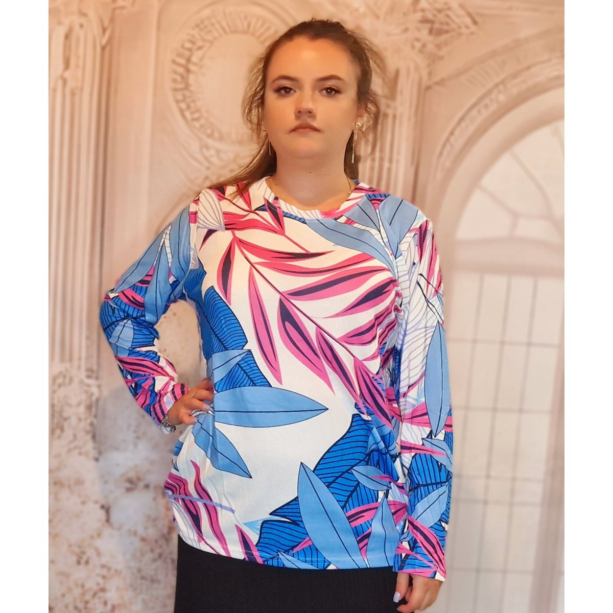 Bluza dama colorata  1+1 Cadou frunze mov