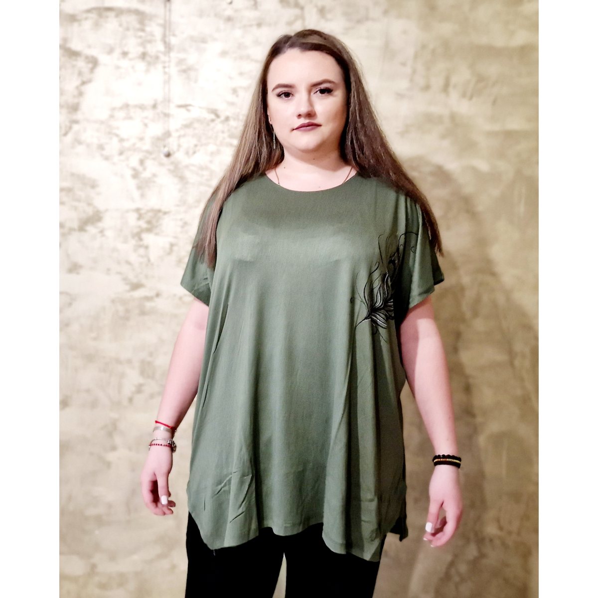 Bluza dama marime mare 1+1 Cadou kaki
