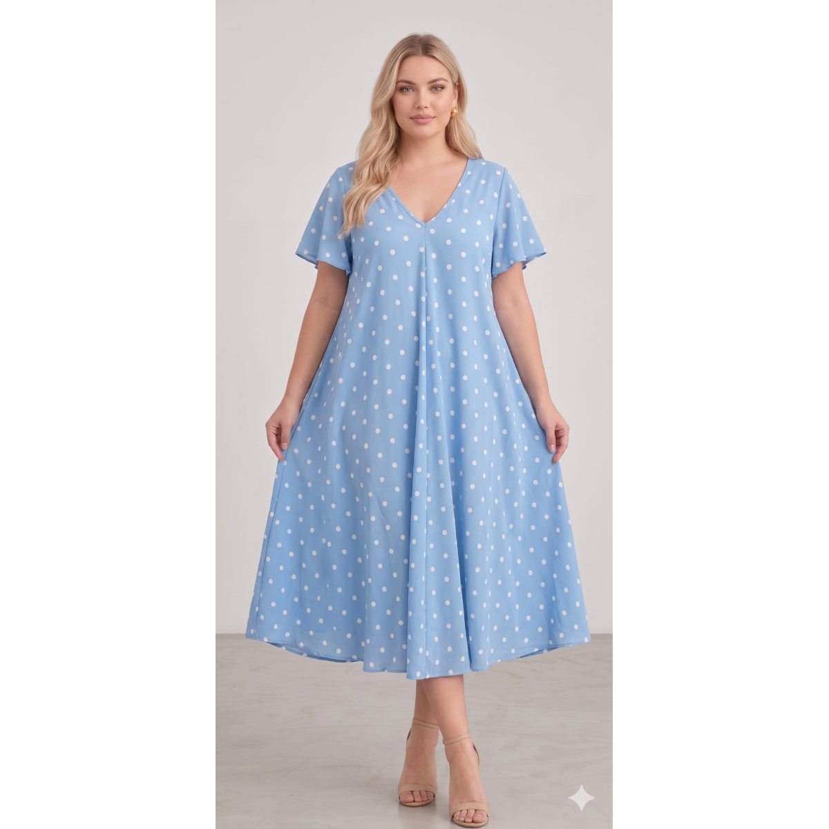 Rochie versatila vaporoasa Betty buline albastra