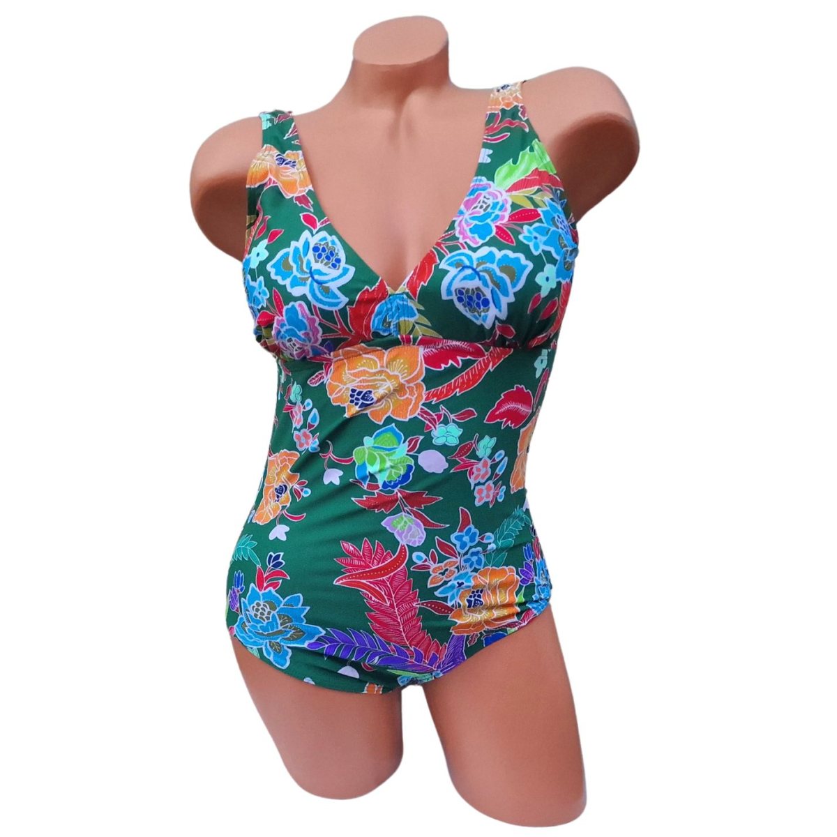 Costum de baie intreg cu flori colorate