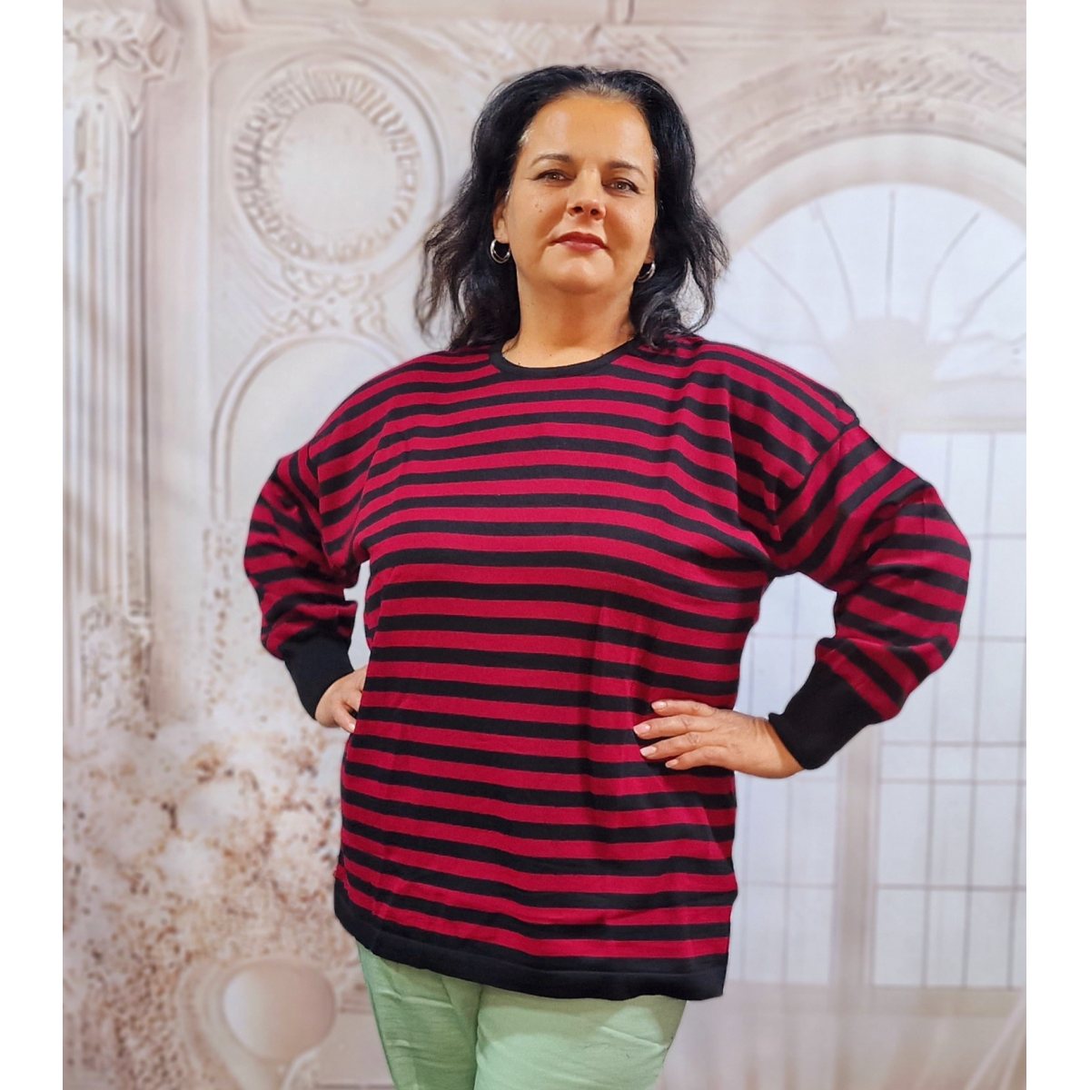 Pulover bust 155 cm dungi grena