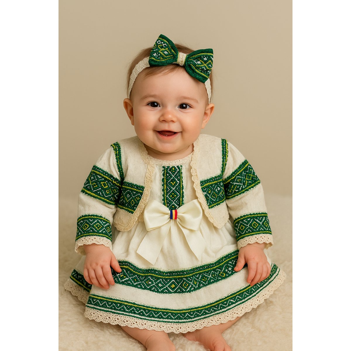 Rochita fetite bumbac motive traditionale verde Rochita fetite bumbac motive traditionale verde (80)