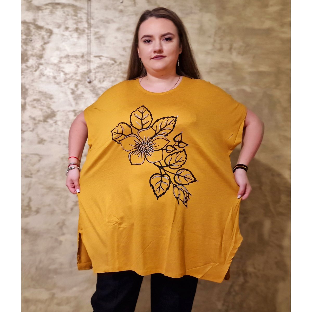 Bluza dama marime mare 1+1 Cadou mustar