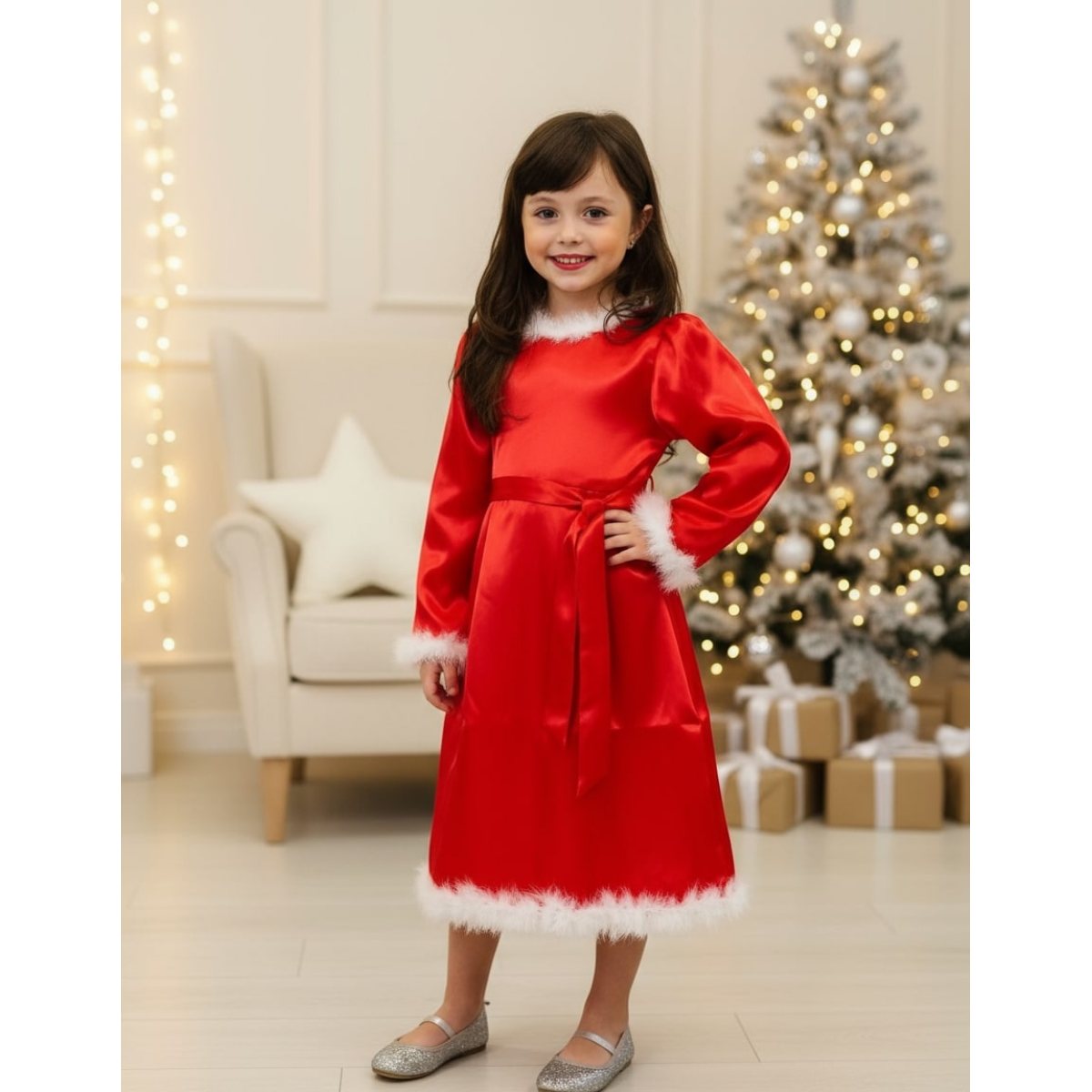 Rochie de Crăciunita fetițe serbare scoala Rochie de Crăciunita fetițe serbare scoala (7-8ani)