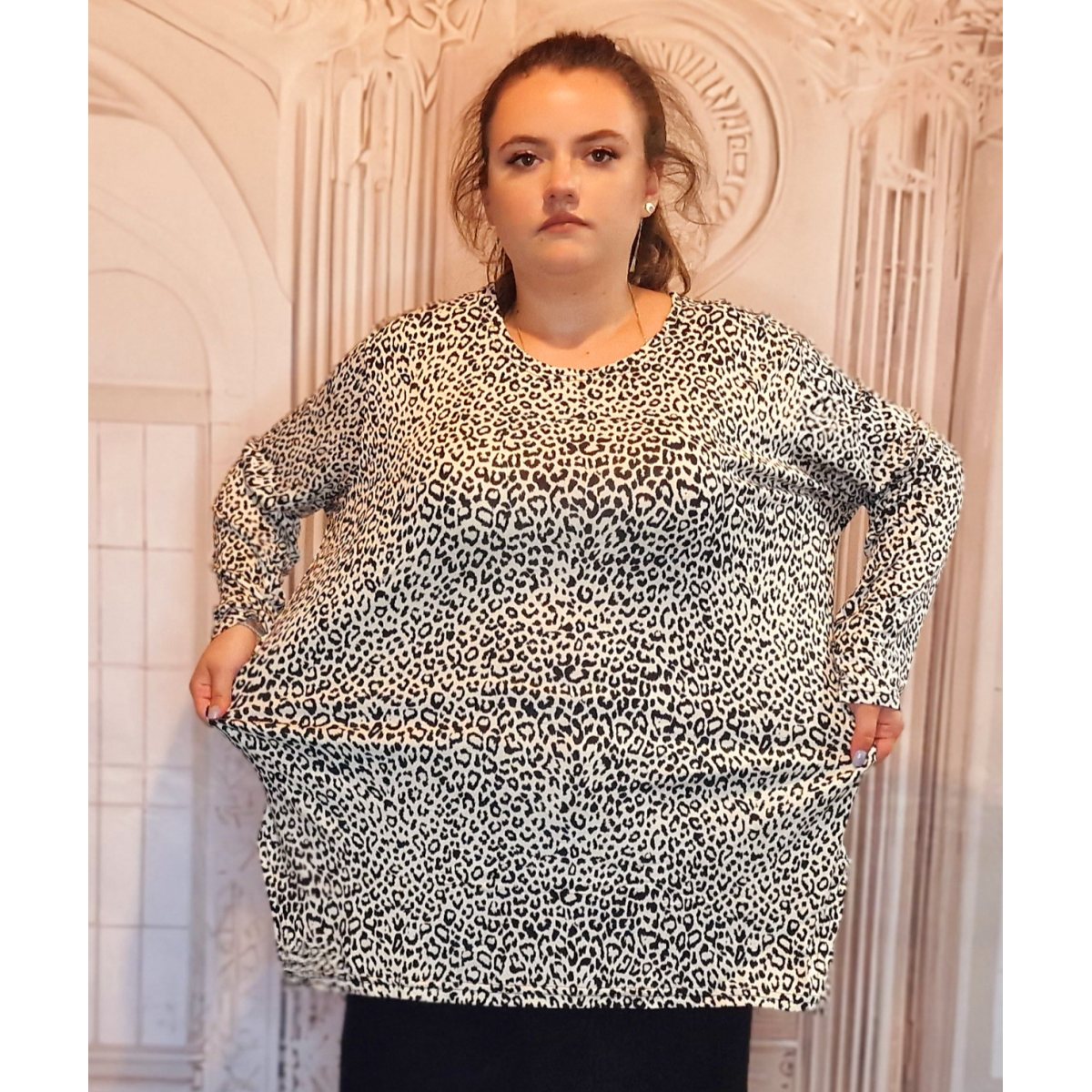 Bluza dama marime mare 1+1 Cadouimprimeu tigru alb-negru