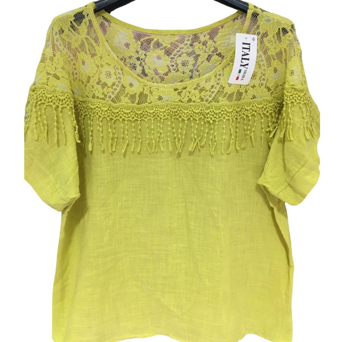 Bluza racoroasa oversize in dantelata galben