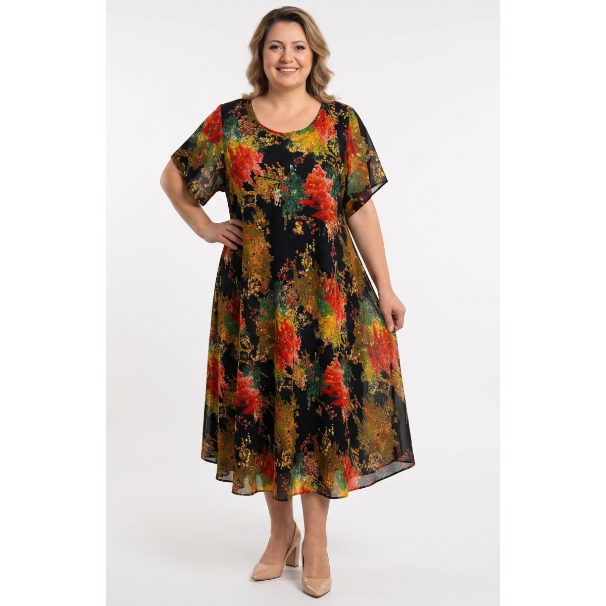 Rochie marime mare multicolora Raya
