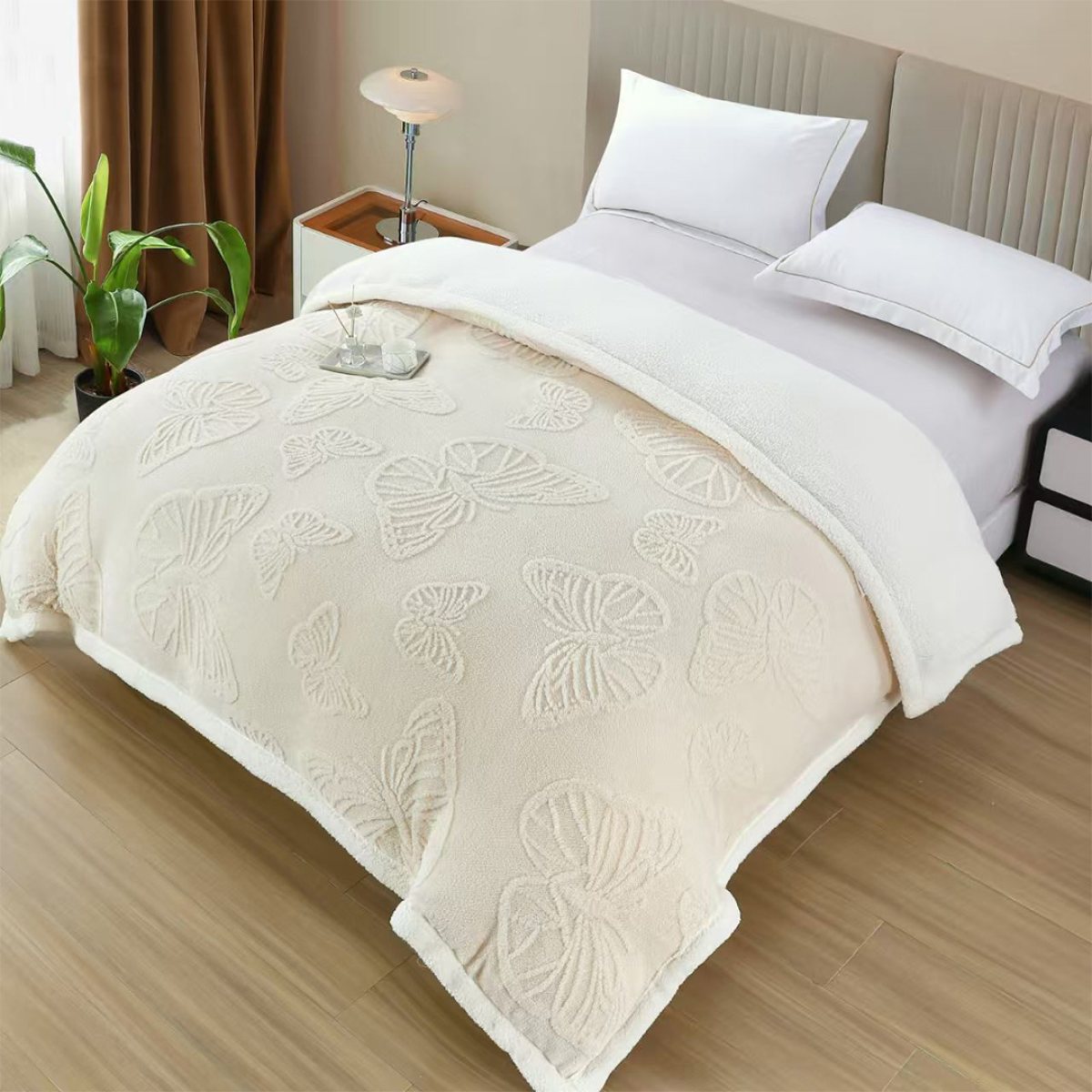 Patura Cocolino cu Blanita Fluturi Bej Ivory