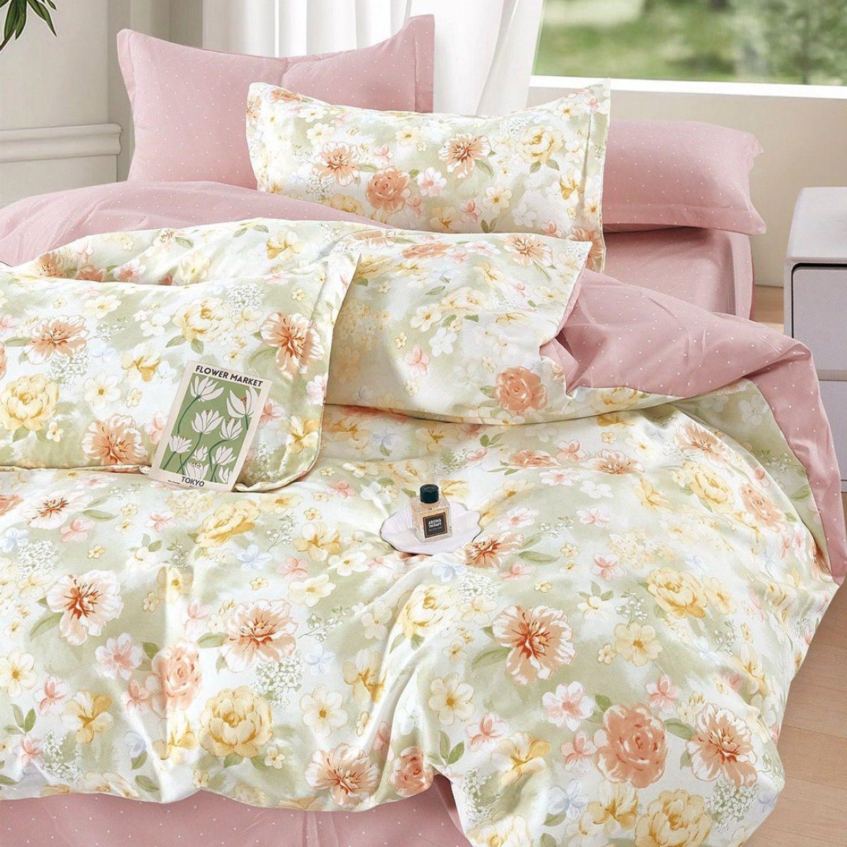 Lenjerie de pat Bumbac Finet 6 Piese Hortensia