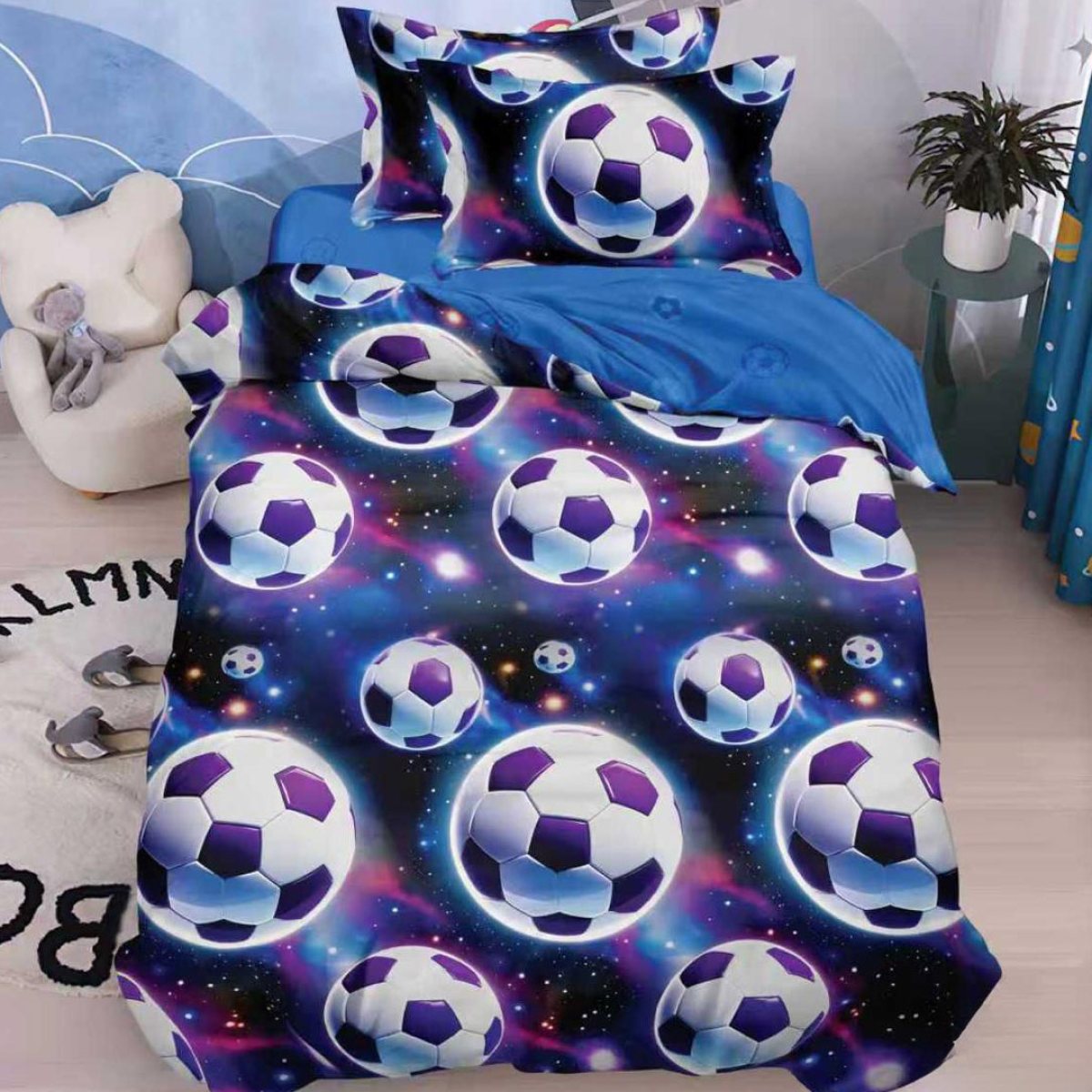 Lenjerie Bumbac Finet cu Elastic 1 Persoana Fotbal