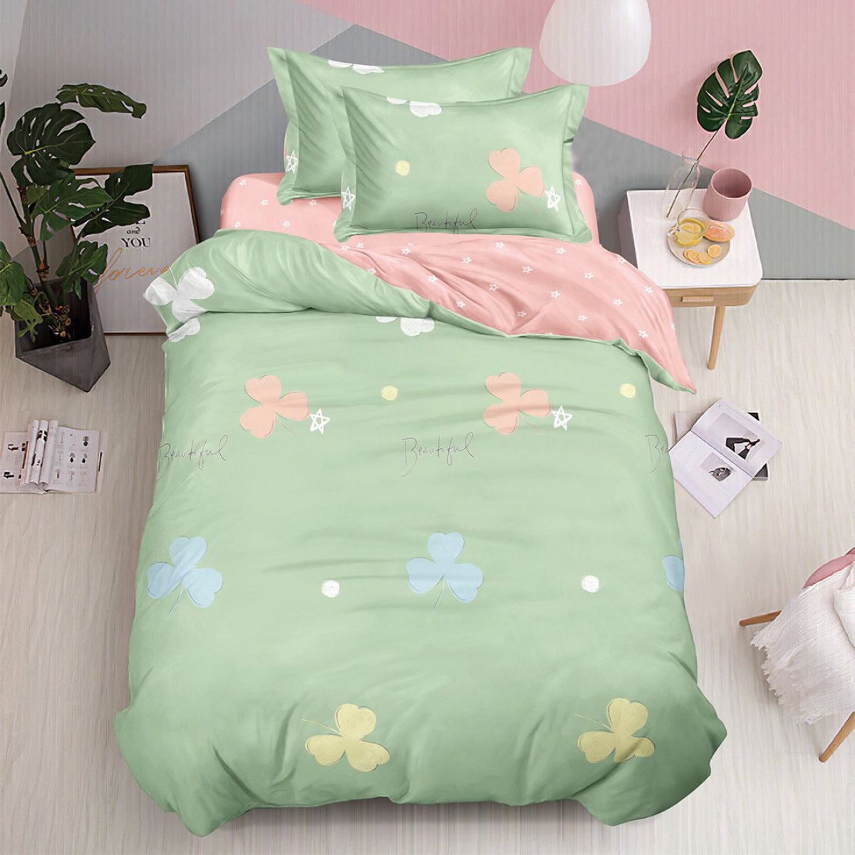 Lenjerie Bumbac Finet cu Elastic 1 Persoana Beautiful