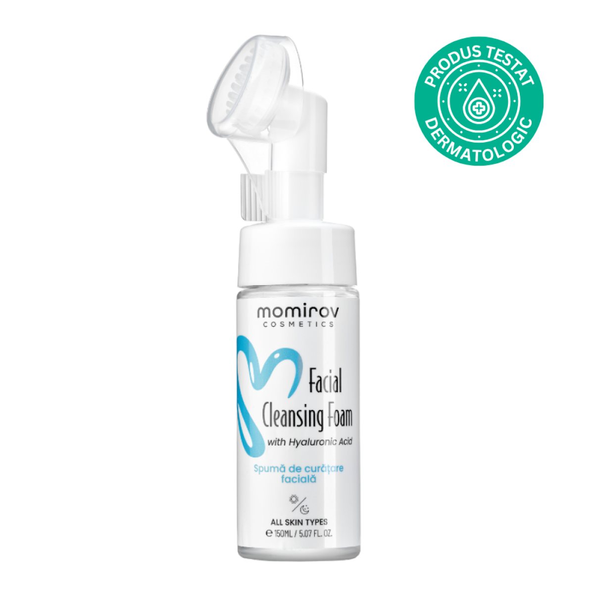 Spumă de curățare cu perie inclusă și acid hialuronic, 150 ml